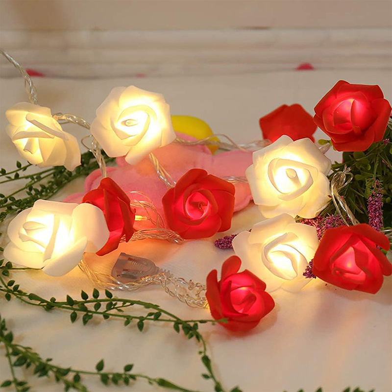 Dây đèn LED trang trí 10 bóng hoa hồng đỏ trắng 1.5m thương hiệu MATSUNO INDUSTRY