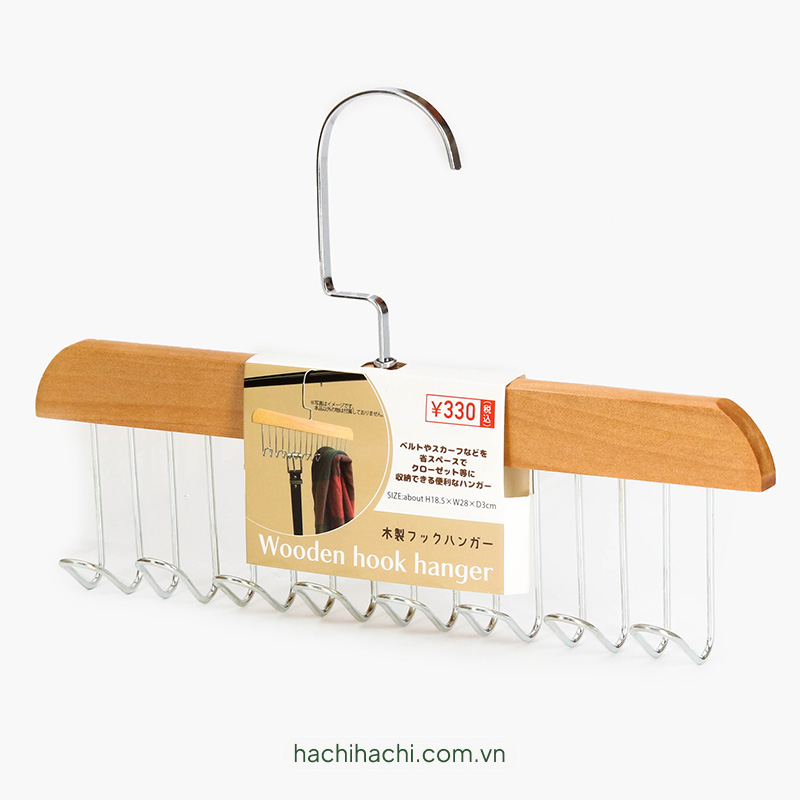 Móc treo đồ đa năng bằng gỗ 8 móc thương hiệu MATSUNO INDUSTRY