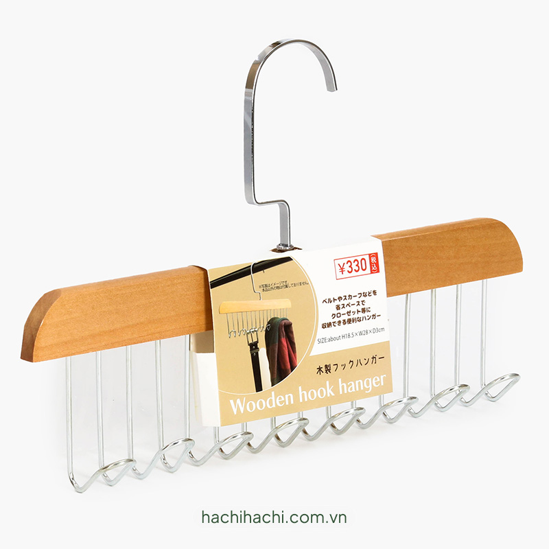 Móc treo đồ đa năng bằng gỗ 8 móc thương hiệu MATSUNO INDUSTRY