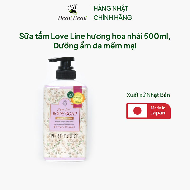 Sữa tắm Nhật Bản Love Line hương hoa nhài 500ml, Dưỡng ẩm da mềm mại thương hiệu MITSUEI