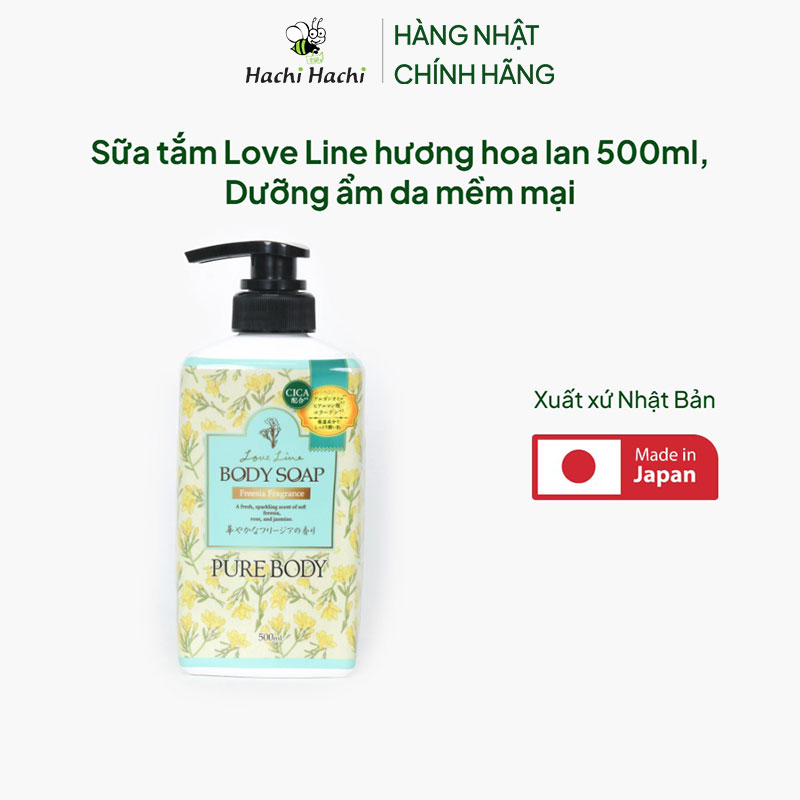Sữa tắm Nhật Bản Love Line hương hoa lan 500ml, Dưỡng ẩm da mềm mại thương hiệu MITSUEI