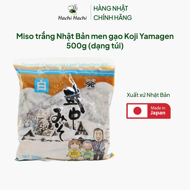 Miso trắng Nhật Bản men gạo Koji Yamagen 500g (dạng túi) thương hiệu YAMAGEN JOUZOU