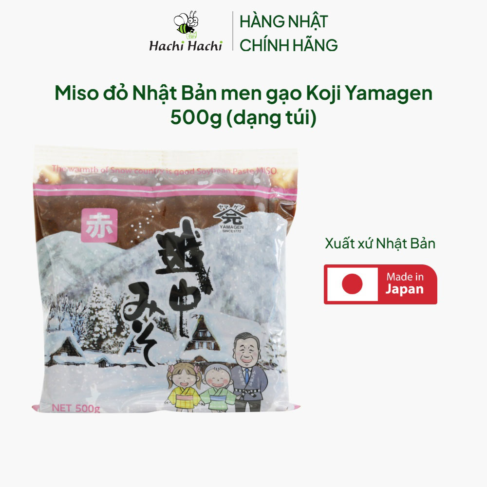 Miso đỏ Nhật Bản men gạo Koji Yamagen 500g (dạng túi) thương hiệu YAMAGEN JOUZOU