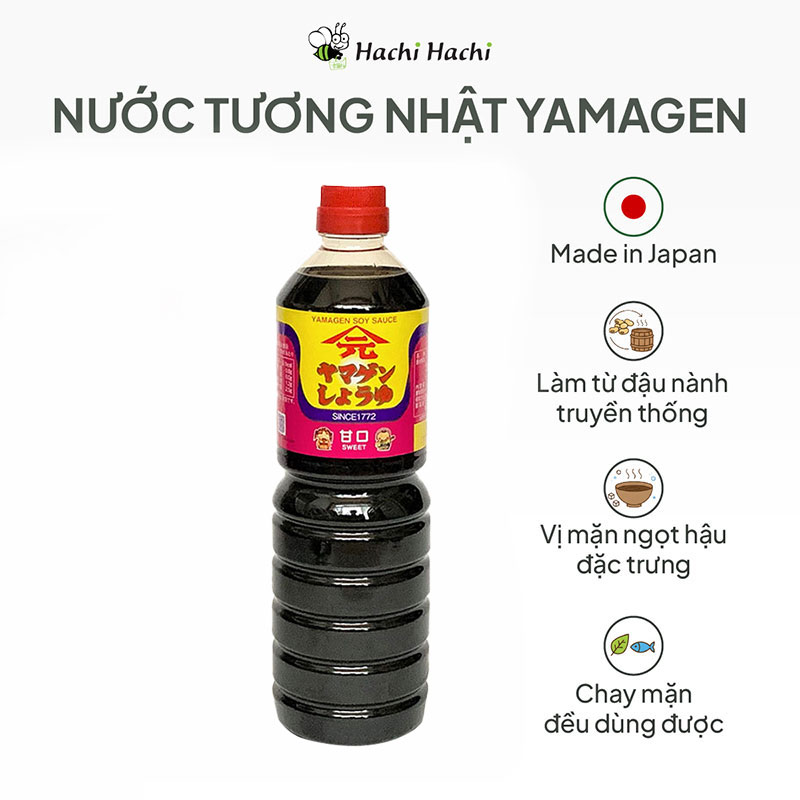 Nước tương đậu nành Shoyu Yamagen vị thanh dịu 1L  thương hiệu YAMAGEN JOUZOU