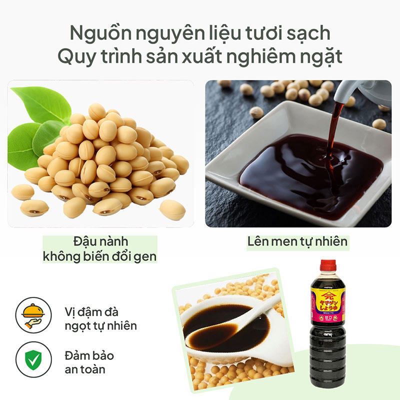 Nước tương đậu nành Shoyu Yamagen vị thanh dịu 1L  thương hiệu YAMAGEN JOUZOU