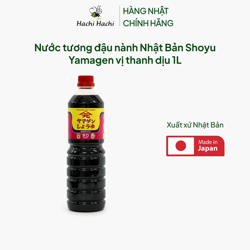 Nước tương đậu nành Nhật Bản Shoyu Yamagen vị thanh dịu 1L thương hiệu YAMAGEN JOUZOU