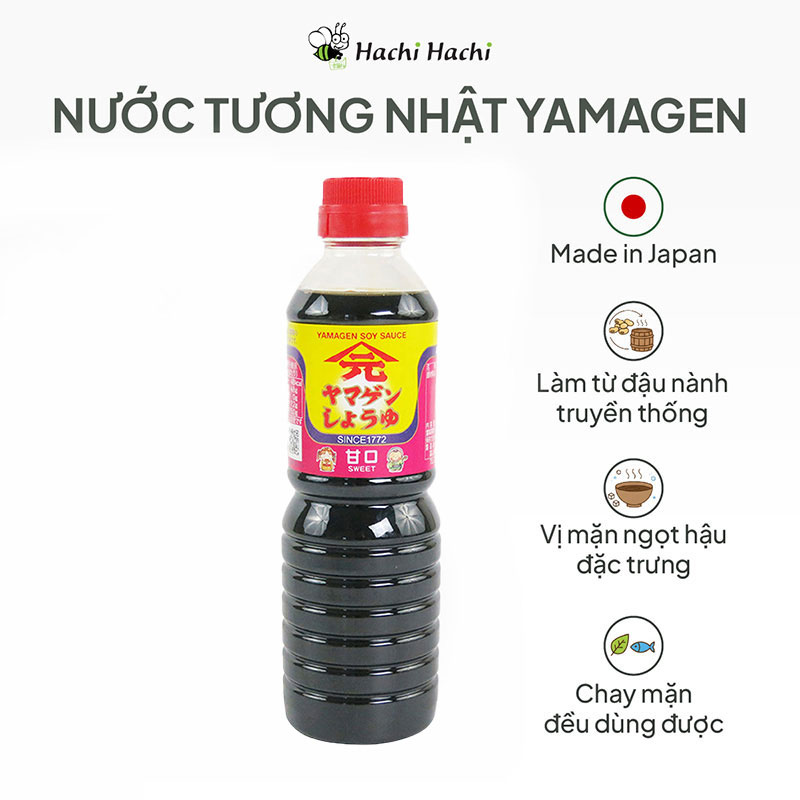 Nước tương đậu nành Shoyu Yamagen vị thanh dịu 500ml  thương hiệu YAMAGEN JOUZOU