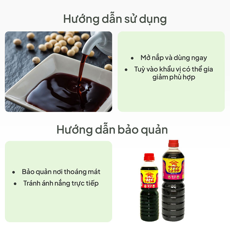 Nước tương đậu nành Shoyu Yamagen vị thanh dịu 500ml  thương hiệu YAMAGEN JOUZOU