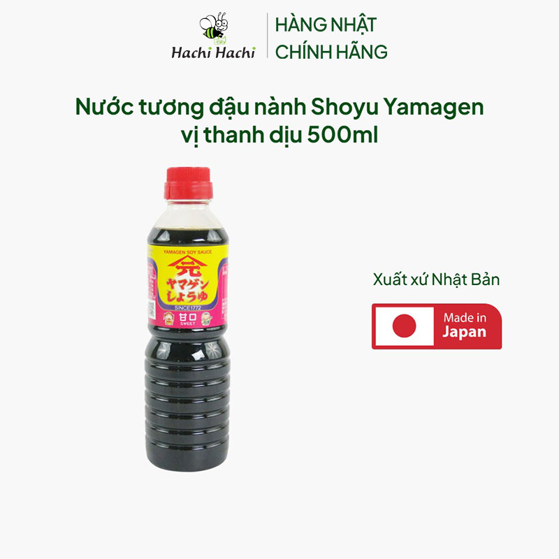 Nước tương đậu nành Shoyu Yamagen vị thanh dịu 500ml  thương hiệu YAMAGEN JOUZOU
