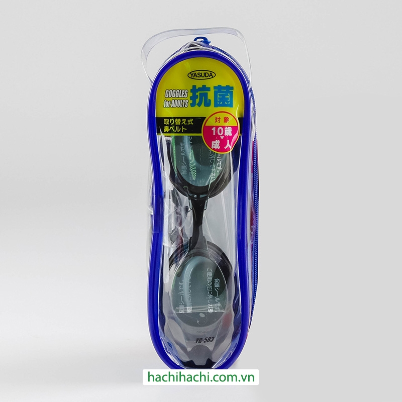 Kính bơi chống tia UV kháng khuẩn Yasuda (Đen) Kèm 2 dây nối ngang mũi thương hiệu 