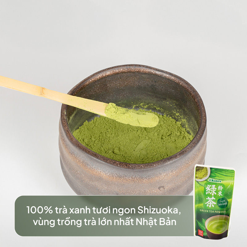 Bột trà xanh Nhật Bản Green Tea Powder Kanes 100g thương hiệu KANES SEICHA