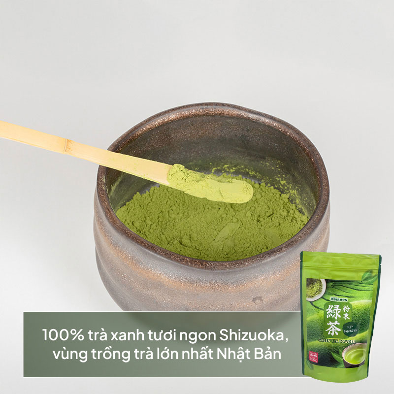 Bột trà xanh Nhật Bản Green Tea Powder Kanes 300g thương hiệu KANES SEICHA