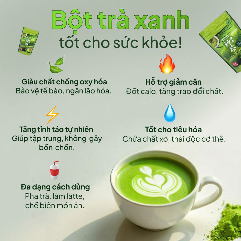 Bột trà xanh Nhật Bản Green Tea Powder Kanes 300g thương hiệu KANES SEICHA
