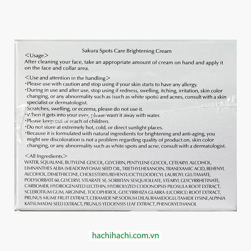 Kem dưỡng trắng và mờ thâm nám Sakura Spots Care Brightening Cream 45g thương hiệu 