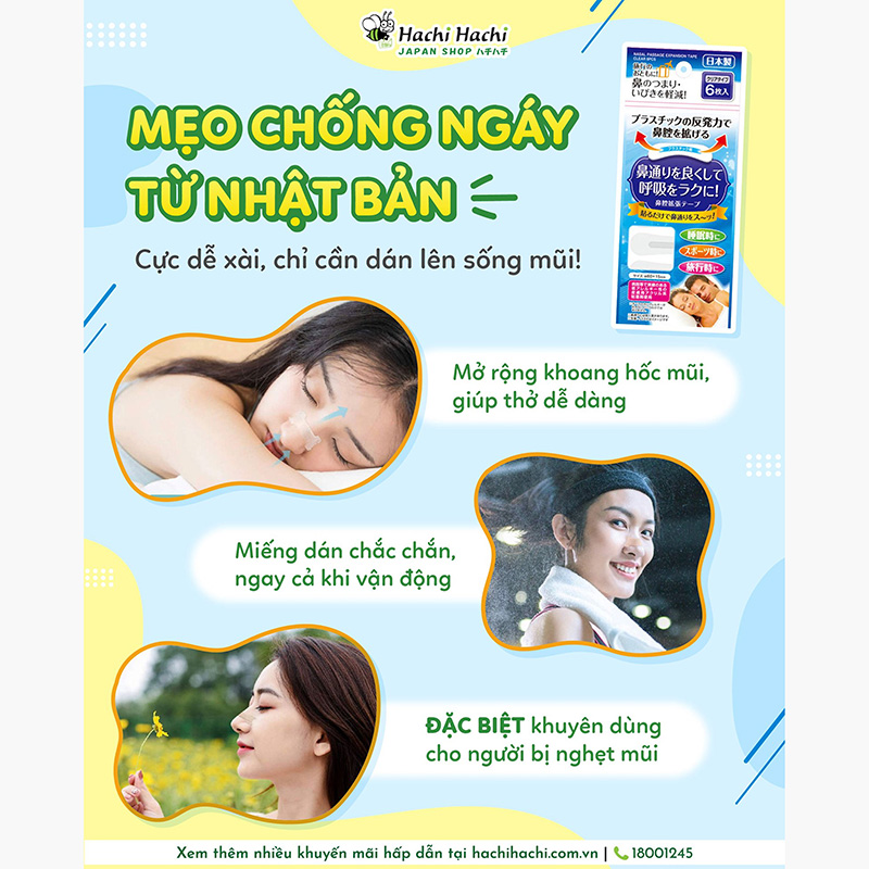 Miếng dán mũi chống ngáy, giảm nghẹt mũi, giảm ngáy ngủ 6 miếng thương hiệu SEIWAPRO