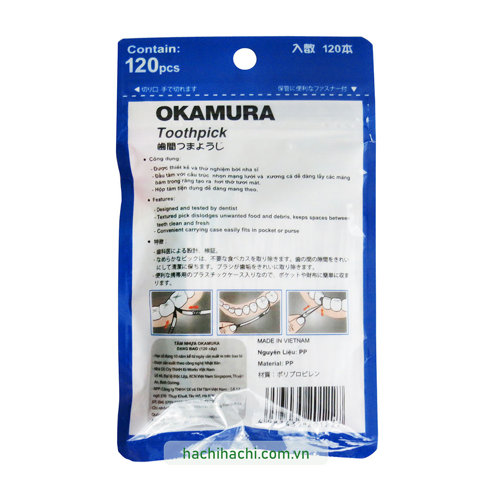 Tăm nhựa Okamura 120 cây thương hiệu OKAMURA