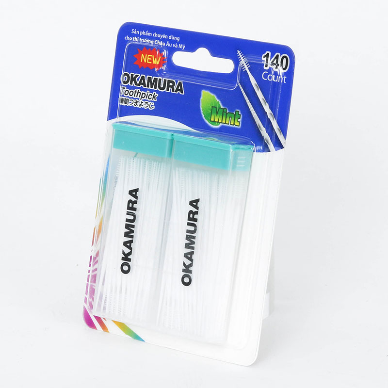 Tăm nhựa Okamura dạng hộp 140 cây (2 hộp) thương hiệu OKAMURA
