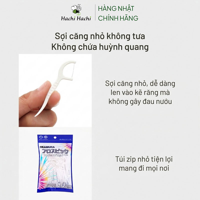 Tăm chỉ nha khoa 90 cây thương hiệu OKAMURA