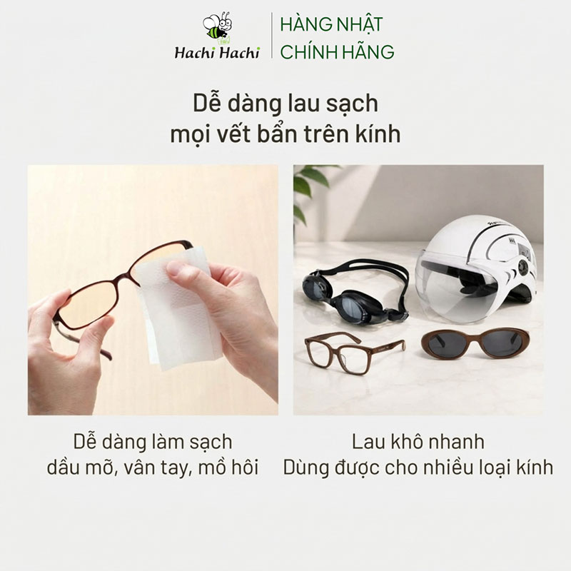 Khăn lau kính Nhật Bản chống sương mù, hơi nước 10x13.3cm 20 cái thương hiệu KOBAYASHI SEIYAKU