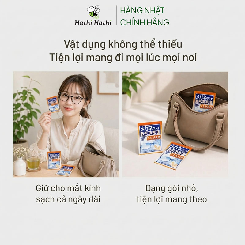 Khăn lau kính Nhật Bản chống sương mù, hơi nước 10x13.3cm 20 cái thương hiệu KOBAYASHI SEIYAKU