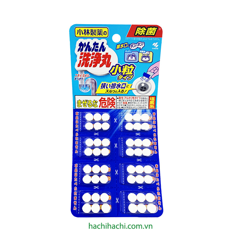 Viên sủi thông tắc khử mùi cống, ống xả, bồn rửa, bồn cầu Kobayashi 6 viênx8