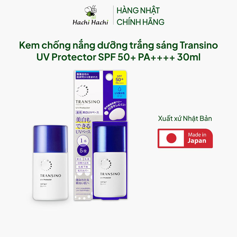 Kem chống nắng Nhật Bản dưỡng trắng sáng Transino UV Protector SPF 50+ PA++++ 30ml  thương hiệu TRANSINO