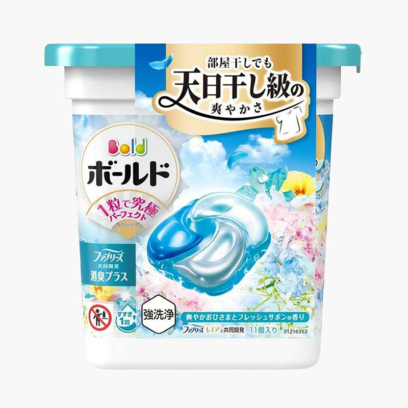 Viên giặt xả khử mùi, chống nhăn, ố vàng 4 trong 1 Gel Ball Bold P&G Hương nắng mai 11 viên