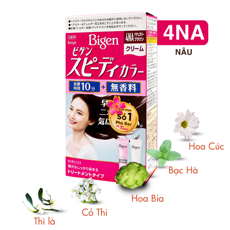Kem nhuộm tóc phủ bạc Nhật Bản Bigen Speedy Color Cream 4NA Màu Nâu  thương hiệu HOYU