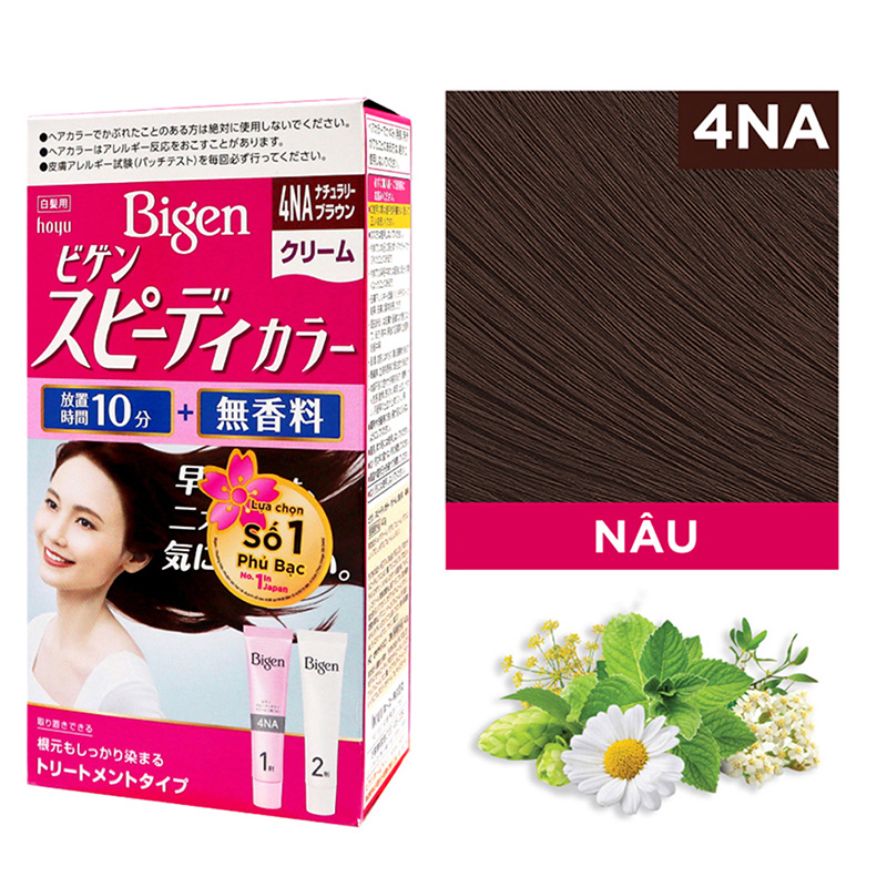 Kem nhuộm tóc phủ bạc Nhật Bản Bigen Speedy Color Cream 4NA Màu Nâu  thương hiệu HOYU