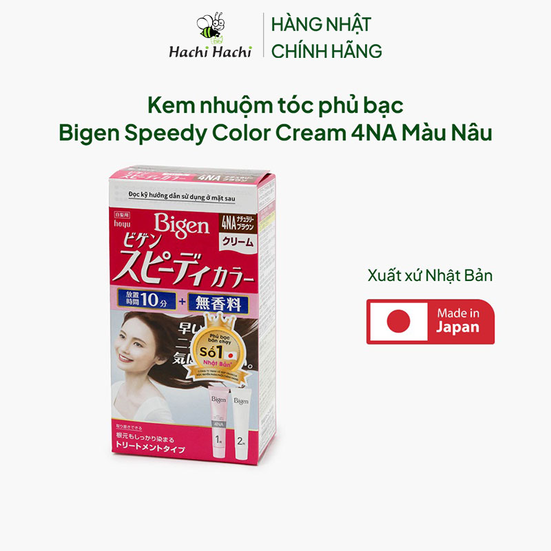 Kem nhuộm tóc phủ bạc Nhật Bản Bigen Speedy Color Cream 4NA Màu Nâu  thương hiệu HOYU
