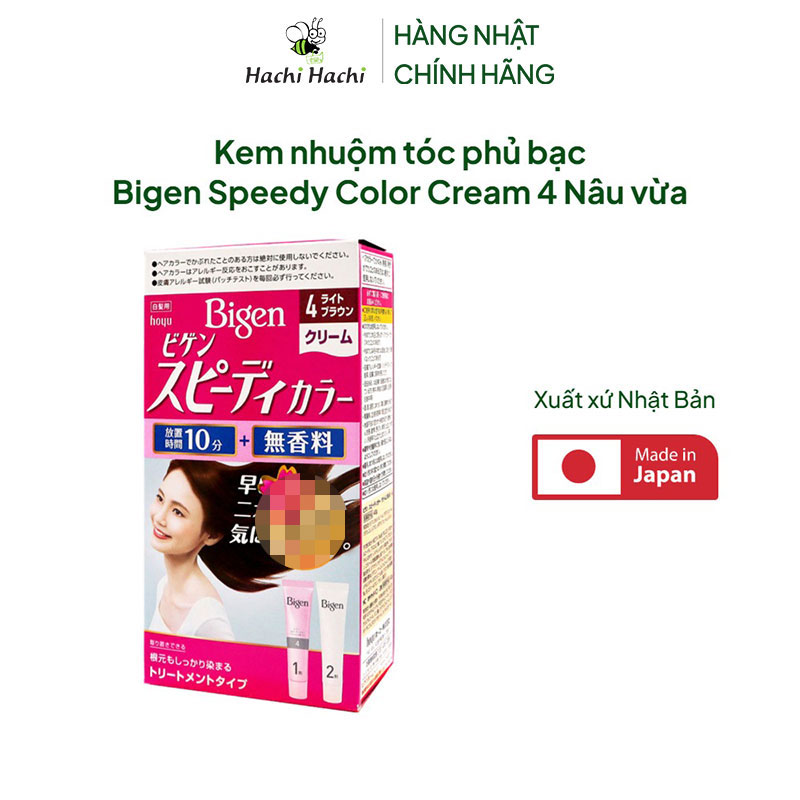 Kem nhuộm tóc phủ bạc Nhật Bản Bigen Speedy Color Cream 4 Nâu vừa thương hiệu HOYU