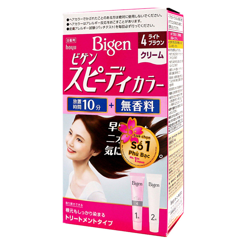 Kem nhuộm tóc phủ bạc Nhật Bản Bigen Speedy Color Cream 4 Nâu vừa