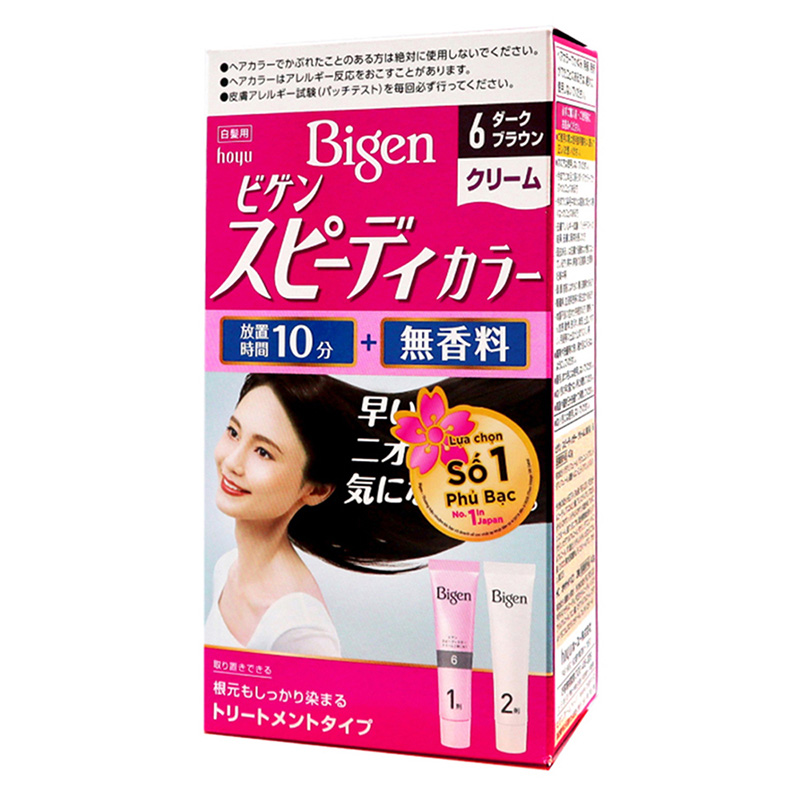 Kem nhuộm tóc phủ bạc Nhật Bản Bigen Speedy Color Cream 6 Nâu đen