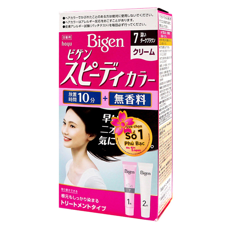 Kem nhuộm tóc phủ bạc Nhật Bản Bigen Speedy Color Cream 7 Đen ánh nâu