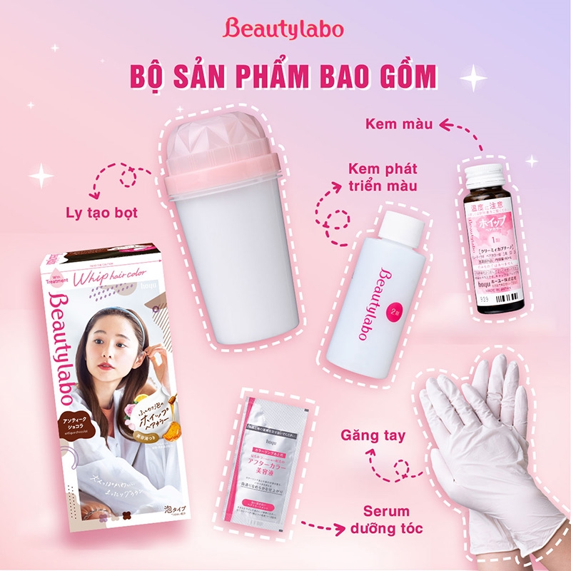 Kem nhuộm tạo bọt BeautyLabo Whip Nâu Socola thương hiệu HOYU