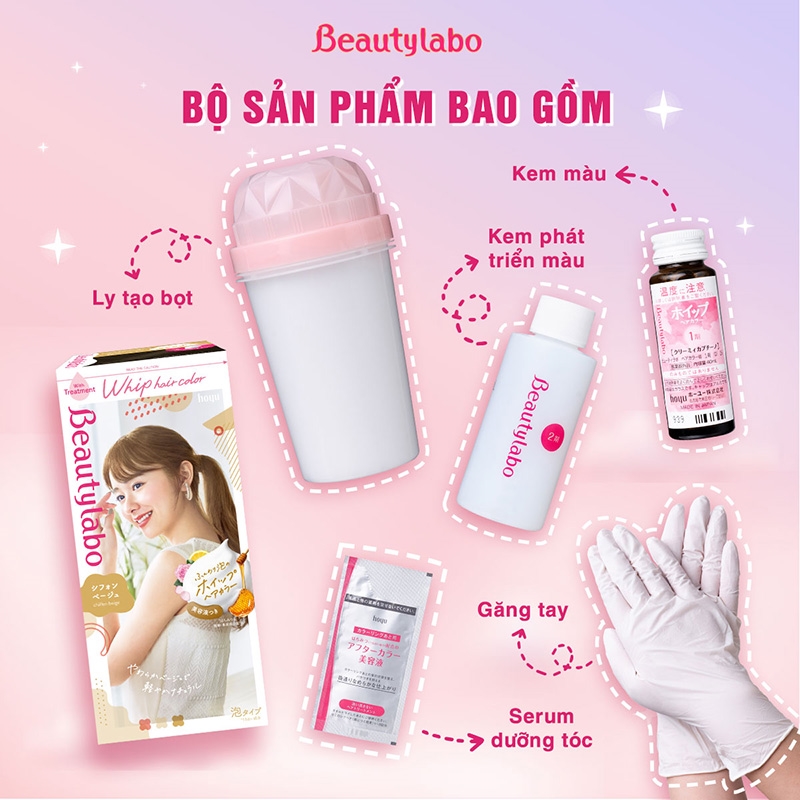 Kem nhuộm tạo bọt BeautyLabo Whip Vàng Mật Ong thương hiệu HOYU