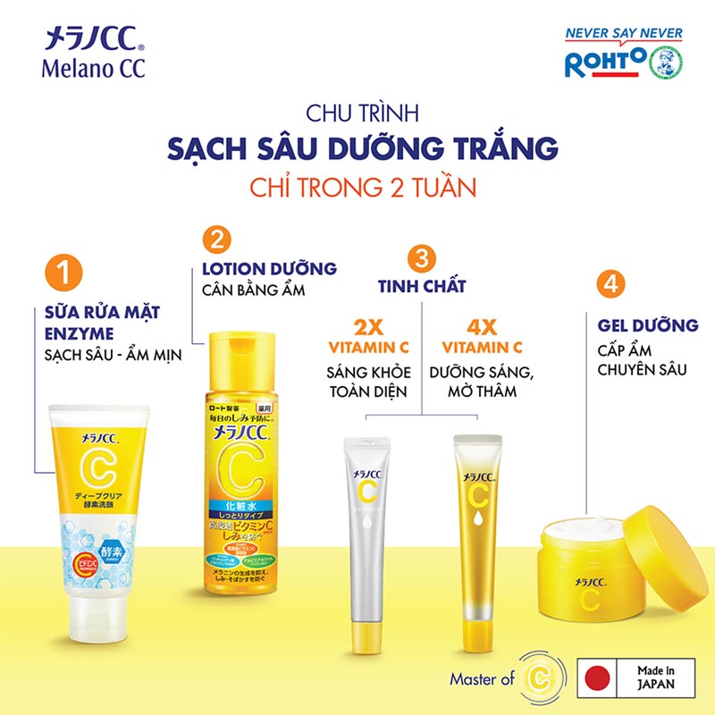 Dung dịch dưỡng trắng Nhật Bản cải thiện thâm nám Melano CC brightening Lotion (Rich) 170ml thương hiệu ROHTO