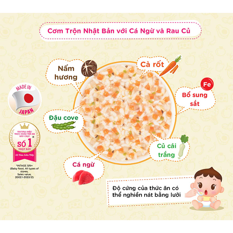 TPBS: Cơm trộn Nhật Bản với cá ngừ và rau củ 80g  thương hiệu WAKODO