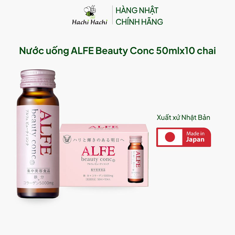 TPBVSK: Nước uống ALFE Nhật Bản Beauty Conc 50mlx10 chai, bổ sung Collagen & Sắt, tăng đàn hồi, da sáng mịn thương hiệu 