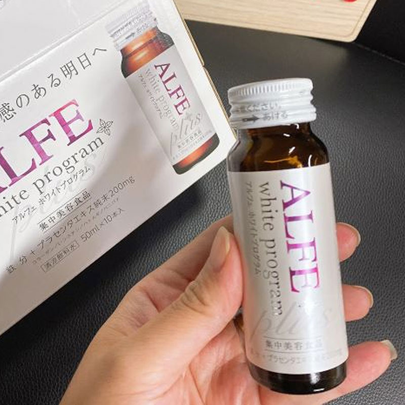 TPBVSK: Nước uống  ALFE Nhật Bản White Program 50mlx10 chai, bổ sung Collagen Placenta Sắt, giảm sạm nám, da sáng mịn thương hiệu 