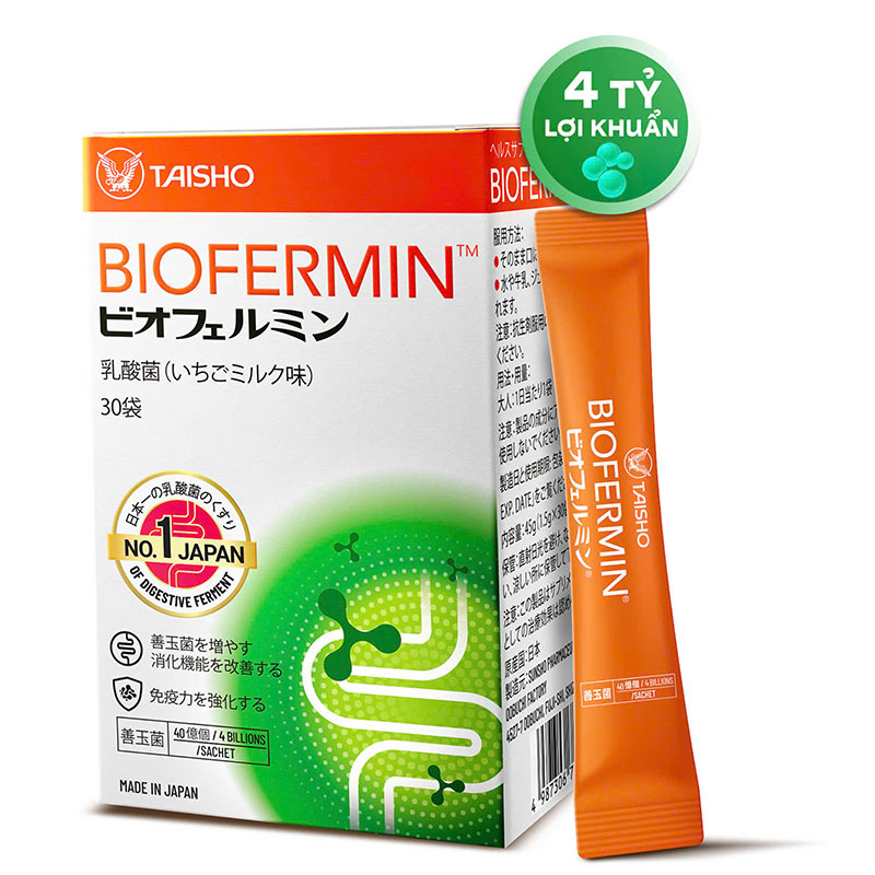 TPBVSK: Men vi sinh Nhật Bản Biofermin 1.5g x 30 gói, giảm rối loạn tiêu hóa tiêu chảy, táo bón, đầy hơi thương hiệu 