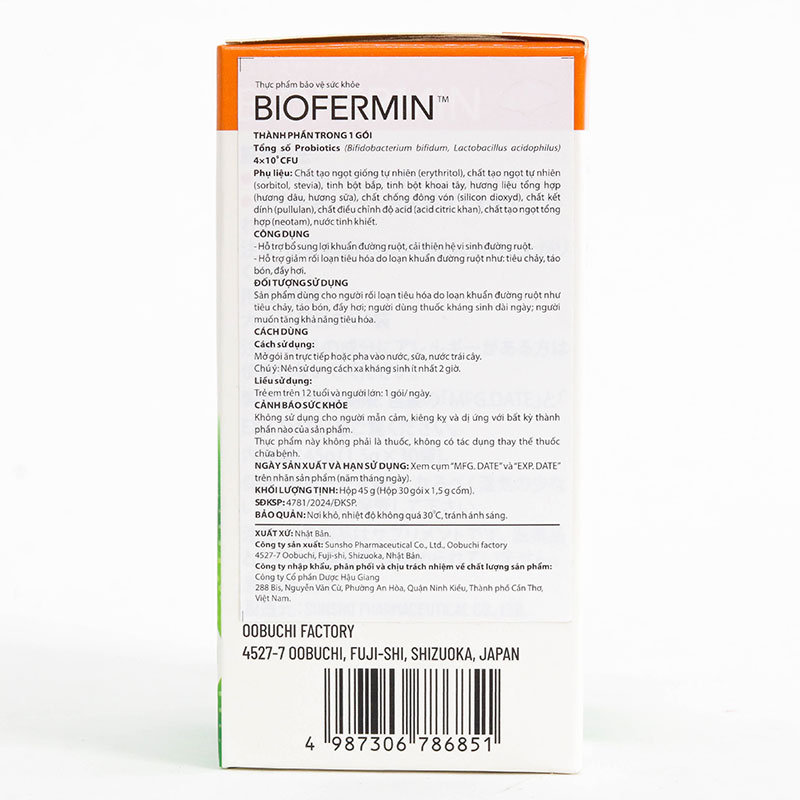 TPBVSK: Men vi sinh Nhật Bản Biofermin 1.5g x 30 gói, giảm rối loạn tiêu hóa tiêu chảy, táo bón, đầy hơi thương hiệu 