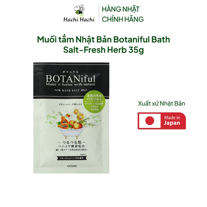 Muối tắm Nhật Bản Botaniful Bath Salt-Fresh Herb 35g  thương hiệu GOSHU YAKUHIN