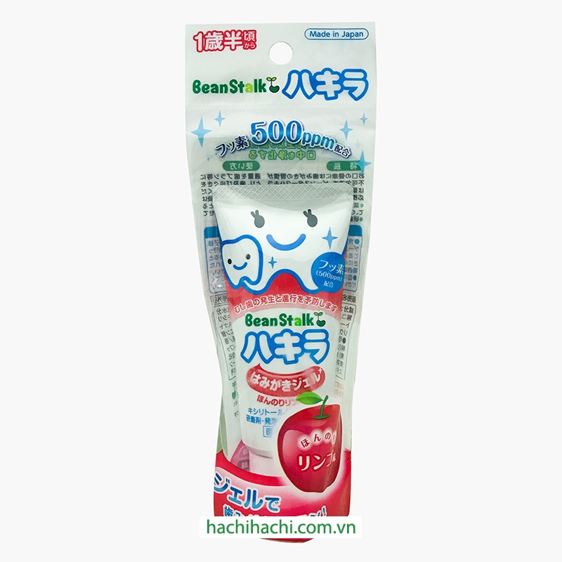 Kem đánh răng cho bé từ 1.5 tuổi Beanstalk Nhật Bản hương táo (dạng gel) 40g thương hiệu 