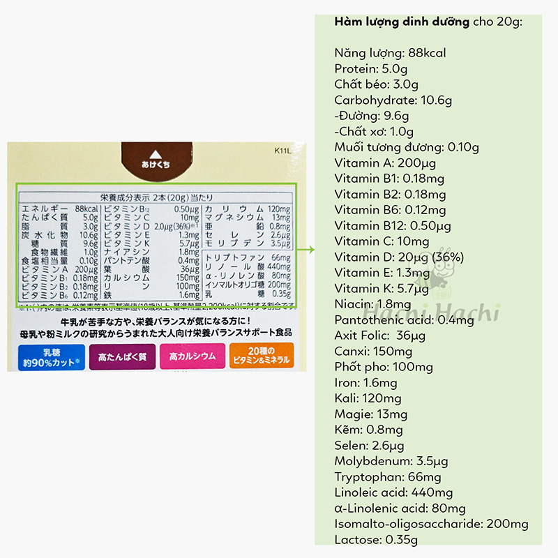 TPBS: Sữa dinh dưỡng Nhật Bản Bean Stalk dành cho người lớn Onaka ni Yasashi 10gx10 gói thương hiệu 