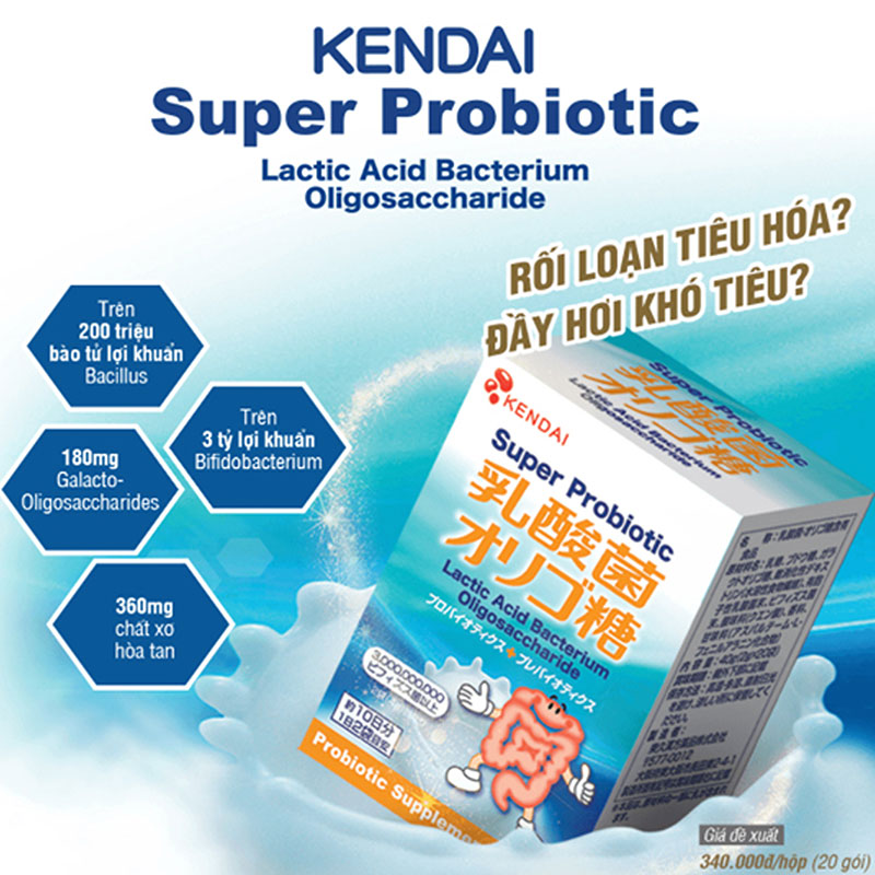 TPBVSK: Men vi sinh Nhật Bản Kendai Super Probiotic 2gx20 gói, cân bằng vi sinh đường ruột, tiêu hóa khỏe mạnh thương hiệu 