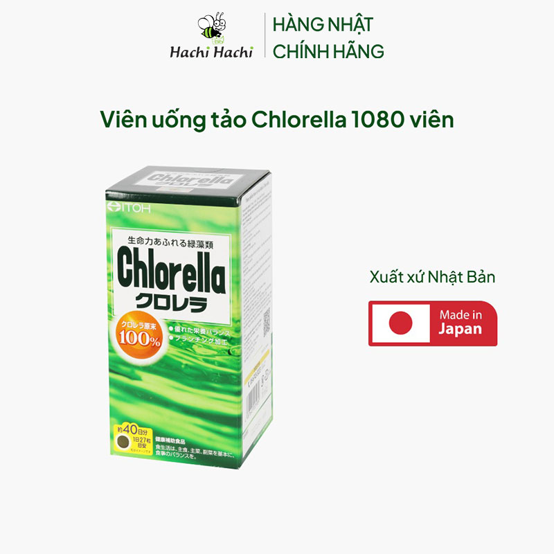 TPBVSK: Viên uống tảo Chlorella Nhật Bản 1080 viên, Bổ sung Protein, tăng đề kháng, sức khỏe thương hiệu ITOH KANPO SEIYAKU