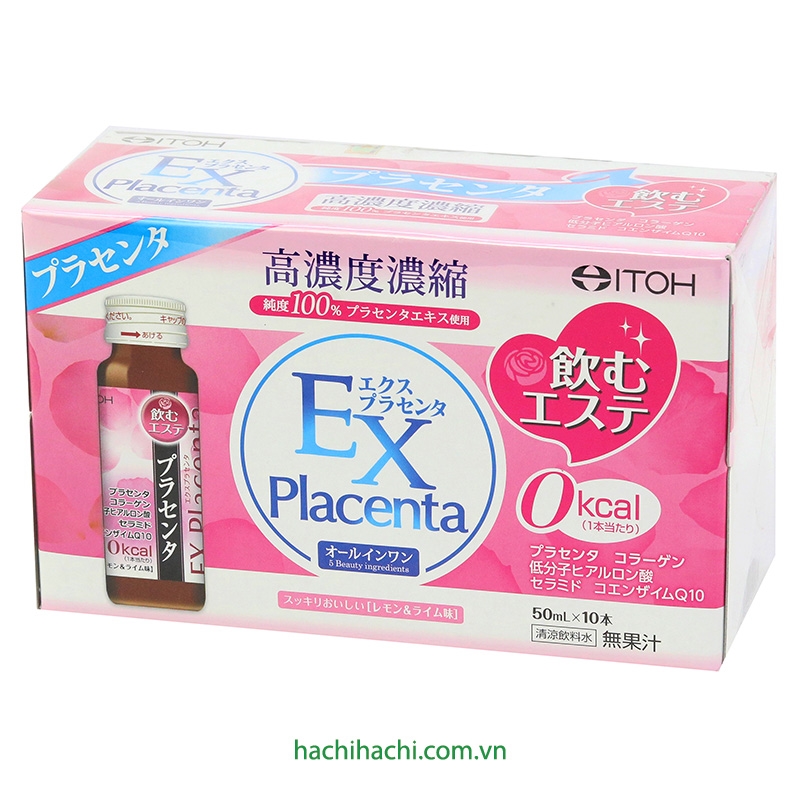 TPBVSK: Nước uống bổ sung Placenta Ex 50mlx10 Trắng hồng, trẻ hóa da thương hiệu ITOH KANPO SEIYAKU