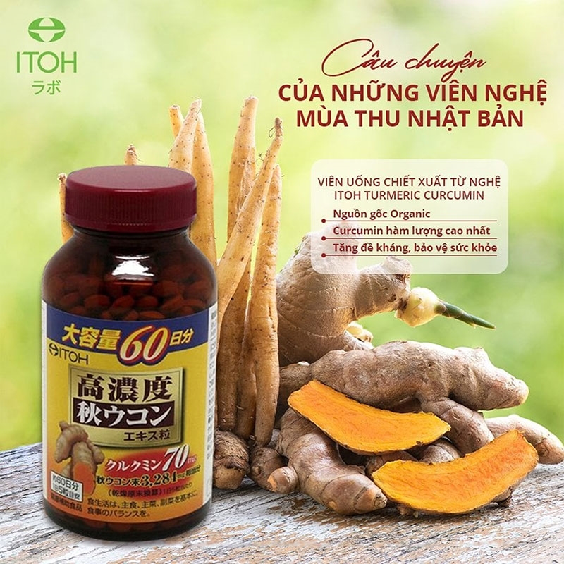 TPBVSK: Viên uống High Concentrated Turmeric Curcuma Longa Nhật Bản 300 viên, tinh nghệ Curcumin chống oxy hóa thương hiệu ITOH KANPO SEIYAKU
