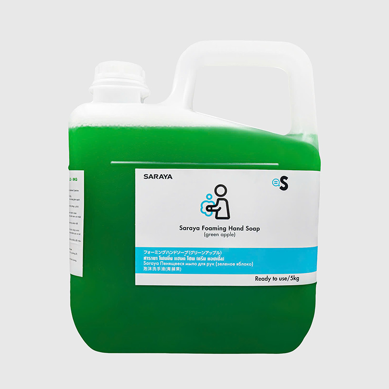 Dung dịch rửa tay, nước rửa tay Saraya Foaming Hand Soap (Green Apple) 5kg (Hương táo)